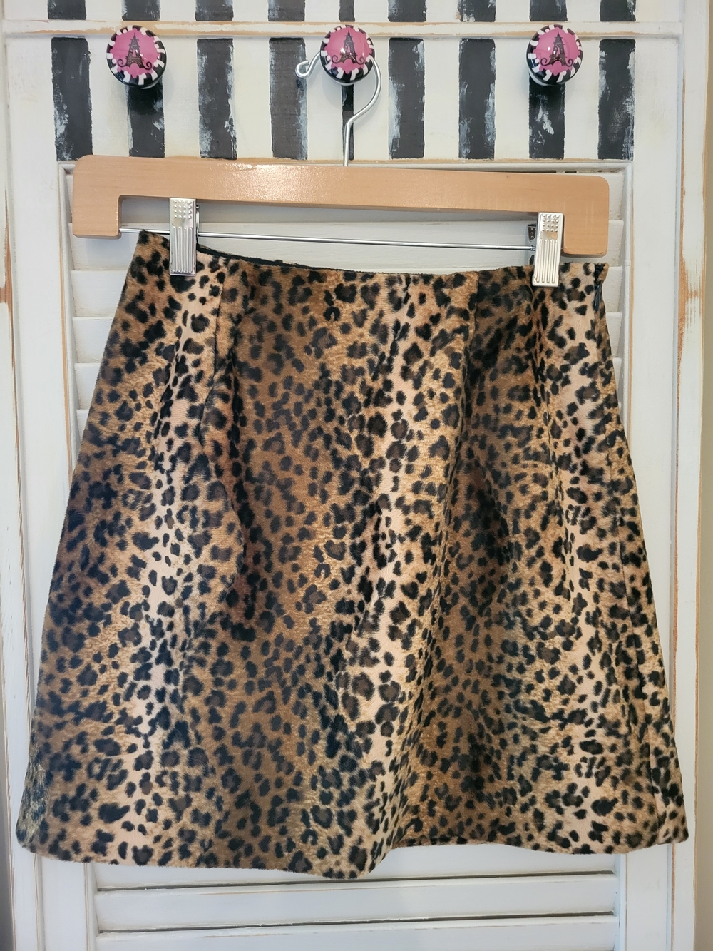 Hugo Buscati Leopard Print A-Line Skirt
